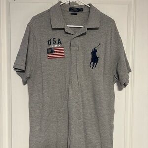 Ralph Lauren Gray Polo Shirt with Navy Logo